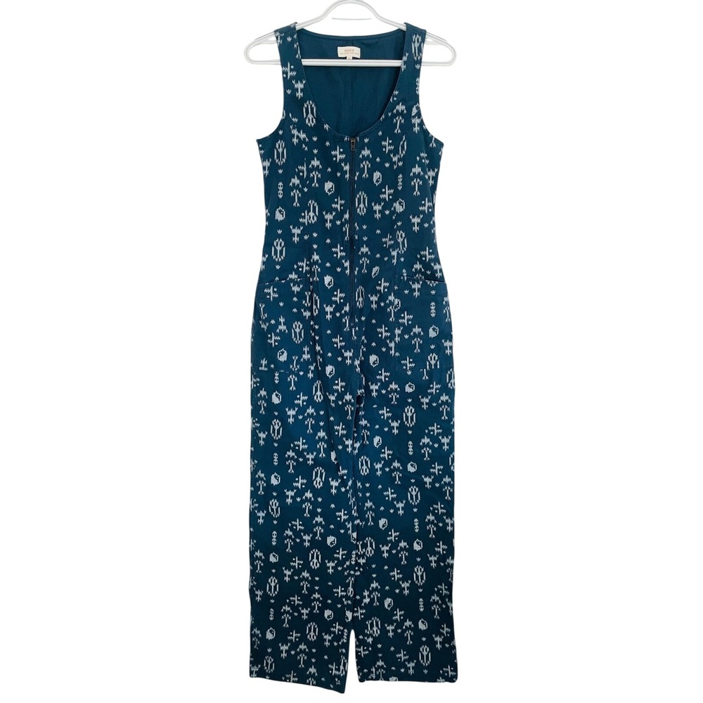 Roark Outbound Jumpsuit Navy Ikat Canvas Zipper Pockets Indie Hippie Women's XS
